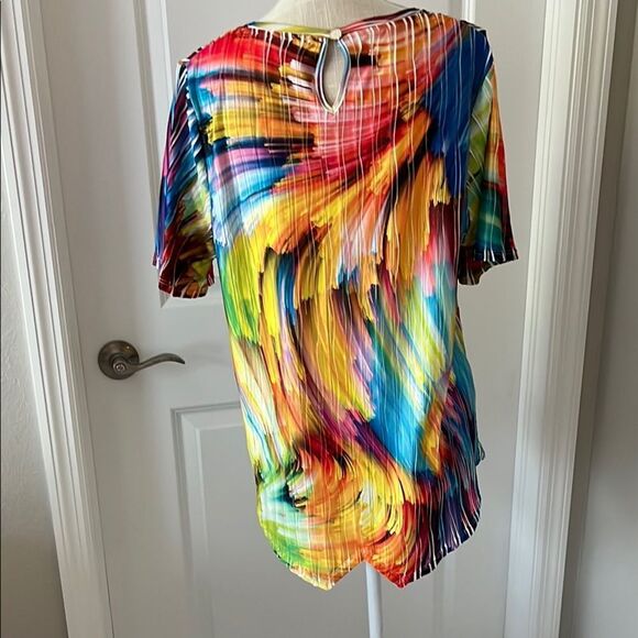 Lemongrass Multicolor “Wave”Abstract Keyhole Back Faux Agste Button NWOT SZ M - Picture 5 of 6